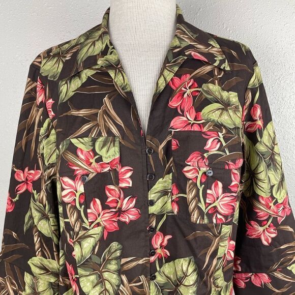 NWT Jones New York Signature Woman Palm Springs Button Down Shirt Size 1X - Picture 2 of 8